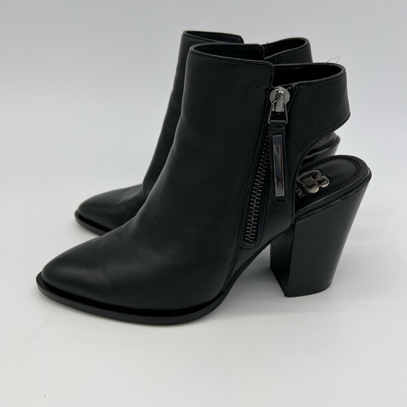 Giani Bini Black Leather Ankle Booties Heels Women’s Size 6 Cutout Zip Chic - Picture 4 of 16